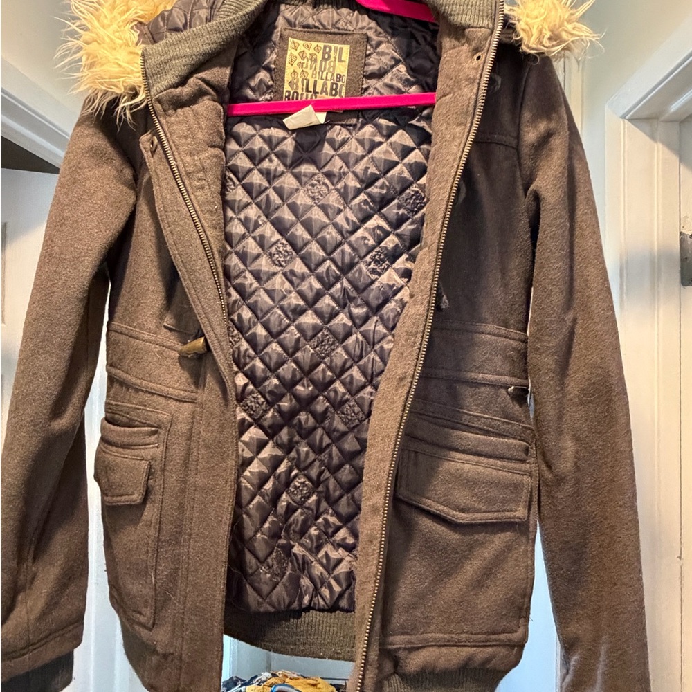 Billabong Gray and Pink Quilted Jacket